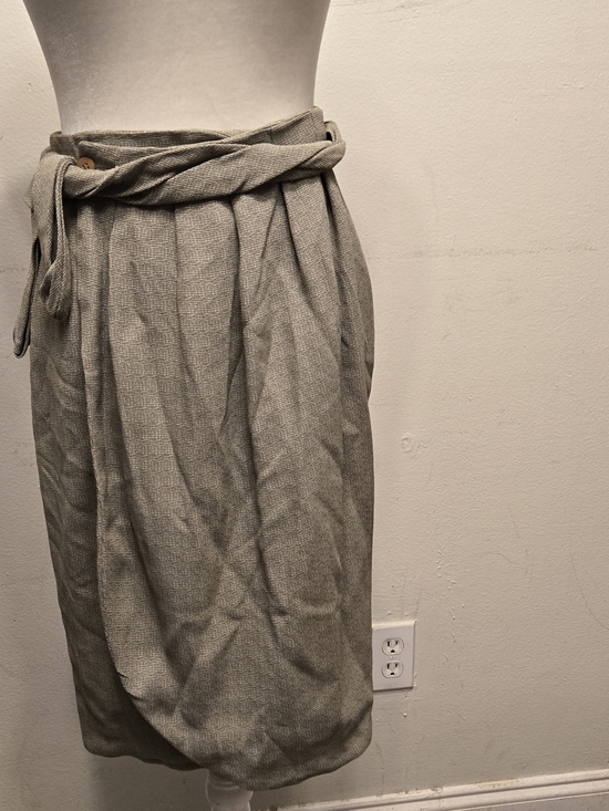 Giorgio Armani Dresses & Skirts - Giorgio Armani High-Waist Textured Wrap Skirt in Light Gray